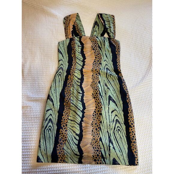 VTG Collection Tropical Safari Print Bodycon Knee Length Cocktail Dress Size 10 - Picture 4 of 11